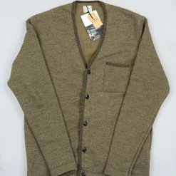 NEW ARRIVALS Loop & Weft Heather Slub Pile Back Hem Ribbed Cardigan Army Olive