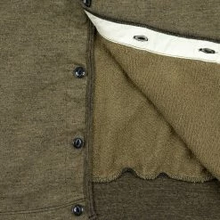 NEW ARRIVALS Loop & Weft Heather Slub Pile Back Hem Ribbed Cardigan Army Olive