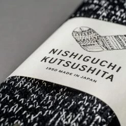 Nishiguchi Kutsushita Hemp Cotton Ribbed Socks Black
