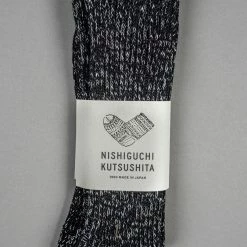 Nishiguchi Kutsushita Hemp Cotton Ribbed Socks Black