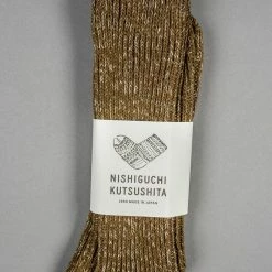 Nishiguchi Kutsushita Hemp Cotton Ribbed Socks Khaki