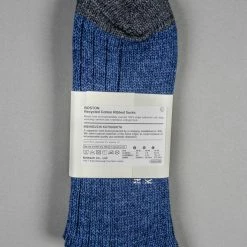Nishiguchi Kutsushita Recycled Cotton Ribbed Socks Denim