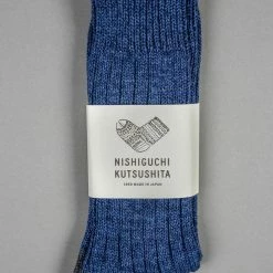 Nishiguchi Kutsushita Recycled Cotton Ribbed Socks Denim