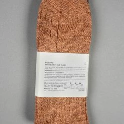 Nishiguchi Kutsushita Wool Cotton Slab Socks Brown
