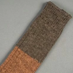 Nishiguchi Kutsushita Wool Cotton Slab Socks Brown