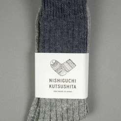 Nishiguchi Kutsushita Wool Cotton Slab Socks Charcoal