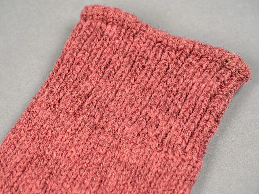 Nishiguchi Kutsushita Wool Cotton Slab Socks Red 16 Nishiguchi Kutsushita Wool Cotton Slab Socks Red