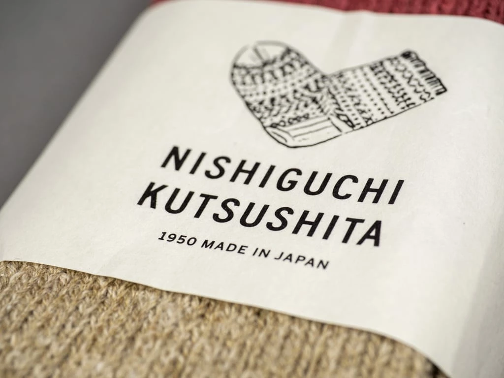Nishiguchi Kutsushita Wool Cotton Slab Socks Red 8 Nishiguchi Kutsushita Wool Cotton Slab Socks Red