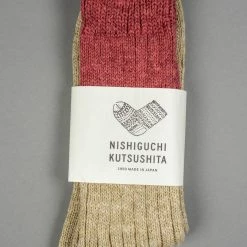 Nishiguchi Kutsushita Wool Cotton Slab Socks Red