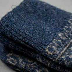 Nishiguchi Kutsushita Wool Jacquard Socks Navy 26 Nishiguchi Kutsushita Wool Jacquard Socks Navy