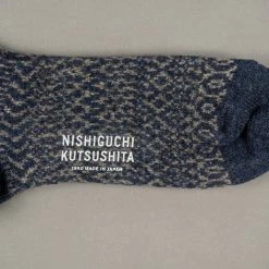 Nishiguchi Kutsushita Wool Jacquard Socks Navy 21 Nishiguchi Kutsushita Wool Jacquard Socks Navy
