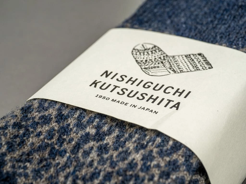 Nishiguchi Kutsushita Wool Jacquard Socks Navy 8 Nishiguchi Kutsushita Wool Jacquard Socks Navy
