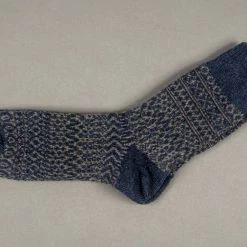 Nishiguchi Kutsushita Wool Jacquard Socks Navy 19 Nishiguchi Kutsushita Wool Jacquard Socks Navy