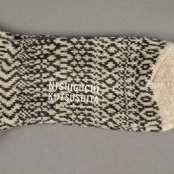 Nishiguchi Kutsushita Wool Jacquard Socks Oatmeal