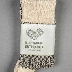 Nishiguchi Kutsushita Wool Jacquard Socks Oatmeal