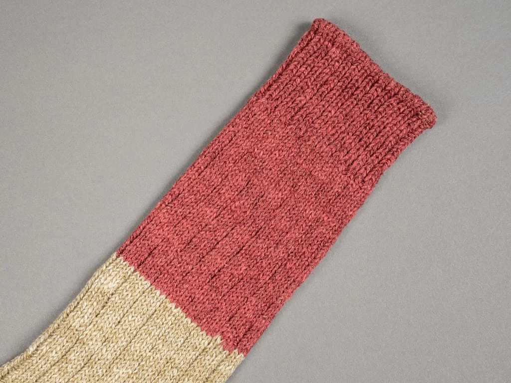 Nishiguchi Kutsushita Wool Cotton Slab Socks Red 12 Nishiguchi Kutsushita Wool Cotton Slab Socks Red