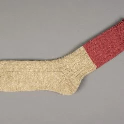 Nishiguchi Kutsushita Wool Cotton Slab Socks Red 19 Nishiguchi Kutsushita Wool Cotton Slab Socks Red