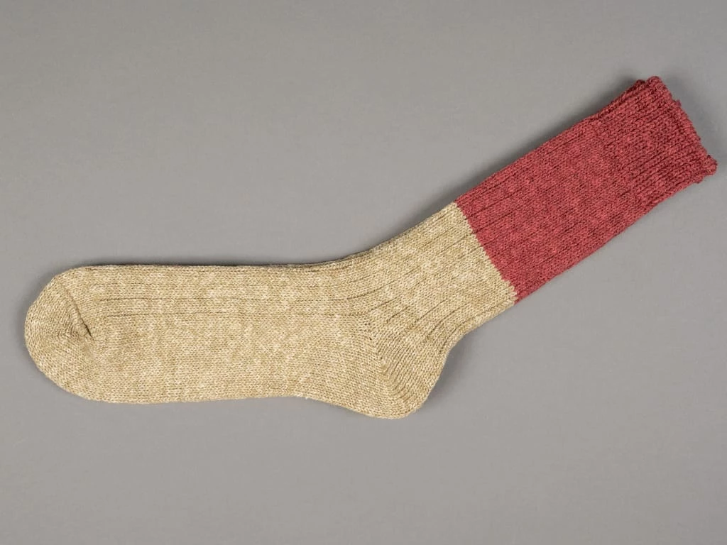 Nishiguchi Kutsushita Wool Cotton Slab Socks Red 5 Nishiguchi Kutsushita Wool Cotton Slab Socks Red