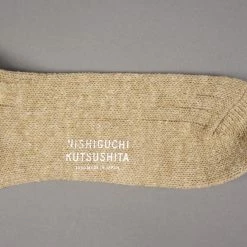 Nishiguchi Kutsushita Wool Cotton Slab Socks Red 21 Nishiguchi Kutsushita Wool Cotton Slab Socks Red
