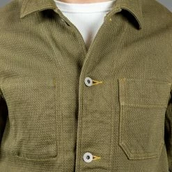 ONI Denim 03100-OLVDR Sashiko Dobby Coverall Jacket Olive Drab