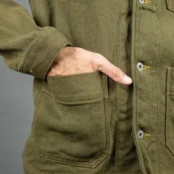ONI Denim 03100-OLVDR Sashiko Dobby Coverall Jacket Olive Drab