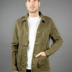ONI Denim 03100-OLVDR Sashiko Dobby Coverall Jacket Olive Drab