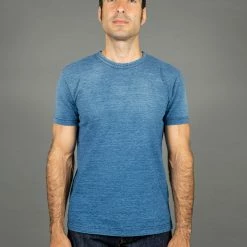 Pure Blue Japan SS5011-SB Indigo Dyed Crewneck T-Shirt (Sunburned)