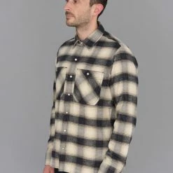 NEW ARRIVALS Rogue Territory BM Shirt Natural Brushed Plaid