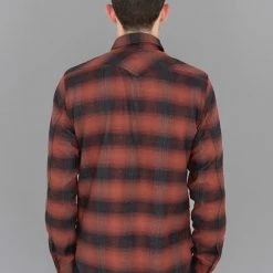 Rogue Territory Western Shirt Brick Red Brushed Plaid