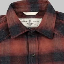 Rogue Territory Western Shirt Brick Red Brushed Plaid
