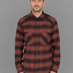 Rogue Territory Western Shirt Brick Red Brushed Plaid