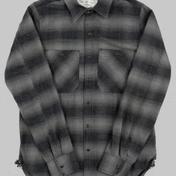 NEW ARRIVALS Rogue Territory BM Shirt Grey Brushed Plaid 30 NEW ARRIVALS Rogue Territory BM Shirt Grey Brushed Plaid