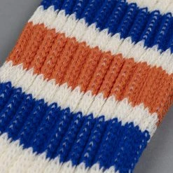 ROTOTO Coarse Ribbed Oldschool Crew Socks Blue/Orange