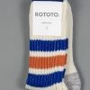 ROTOTO Coarse Ribbed Oldschool Crew Socks Blue/Orange