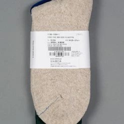 ROTOTO Double Face Crew Socks "Silk & Cotton" Green/Medium Beige