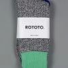 ROTOTO Double Face Crew Socks "Silk & Cotton" Mint/Grey