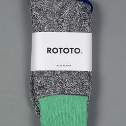 ROTOTO Double Face Crew Socks "Silk & Cotton" Mint/Grey