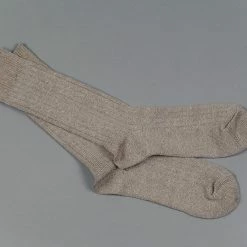 ROTOTO Linen Cotton Ribbed Crew Socks Medium Grey 11 ROTOTO Linen Cotton Ribbed Crew Socks Medium Grey