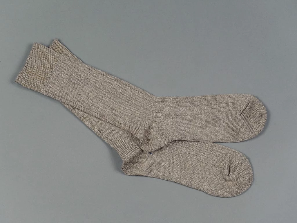 ROTOTO Linen Cotton Ribbed Crew Socks Medium Grey 5 ROTOTO Linen Cotton Ribbed Crew Socks Medium Grey