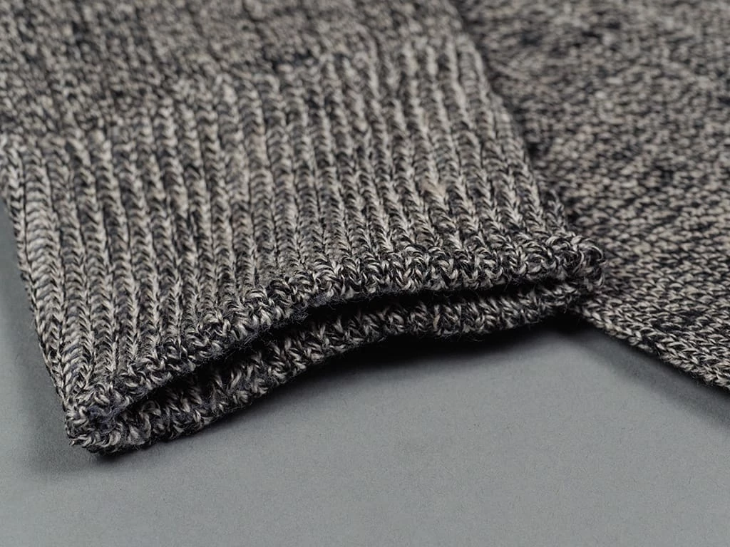 ROTOTO Linen Cotton Ribbed Crew Socks Mix Black 10 ROTOTO Linen Cotton Ribbed Crew Socks Mix Black