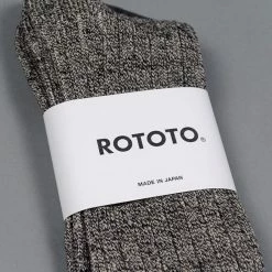 ROTOTO Linen Cotton Ribbed Crew Socks Mix Black 13 ROTOTO Linen Cotton Ribbed Crew Socks Mix Black