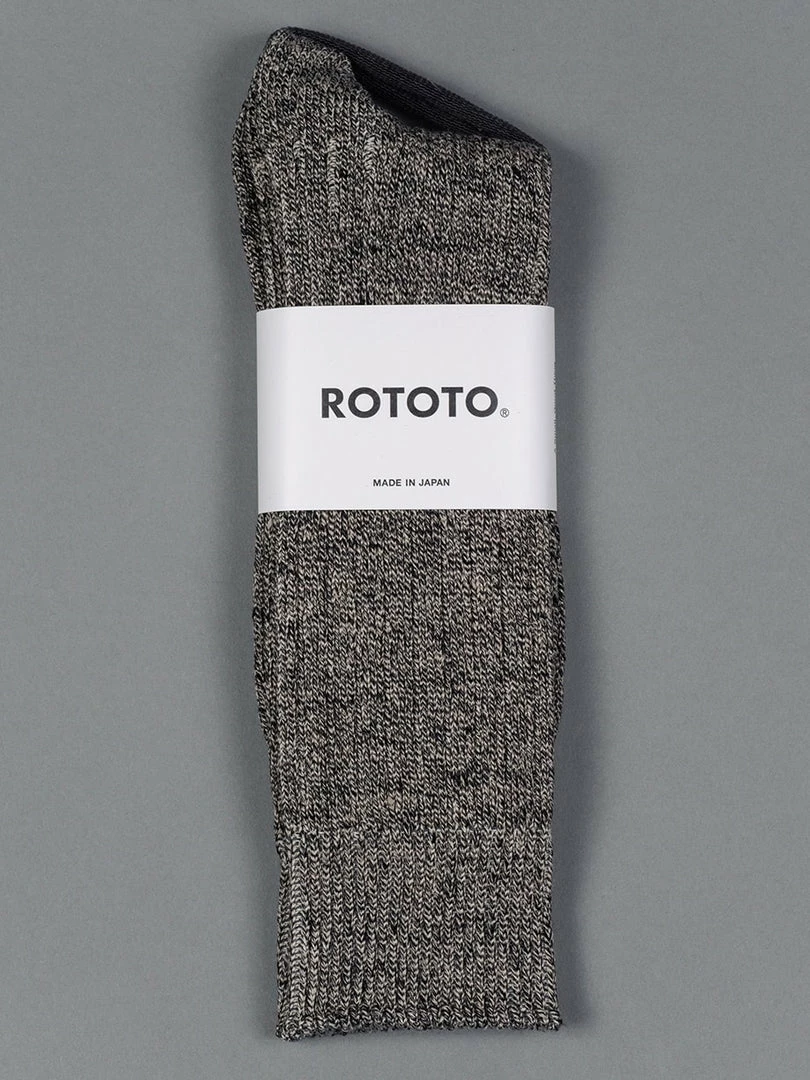 ROTOTO Linen Cotton Ribbed Crew Socks Mix Black 3 ROTOTO Linen Cotton Ribbed Crew Socks Mix Black