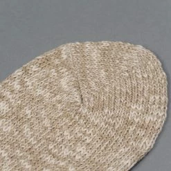 ROTOTO Low Gauge Slub Crew Socks Beige