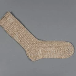 ROTOTO Organic Cotton Daily 3 Pack Ribbed Crew Socks Ecru/Brown 19 ROTOTO Organic Cotton Daily 3 Pack Ribbed Crew Socks Ecru/Brown