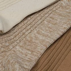 ROTOTO Organic Cotton Daily 3 Pack Ribbed Crew Socks Ecru/Brown 18 ROTOTO Organic Cotton Daily 3 Pack Ribbed Crew Socks Ecru/Brown
