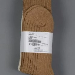 ROTOTO Organic Cotton Daily 3 Pack Ribbed Crew Socks Ecru/Brown
