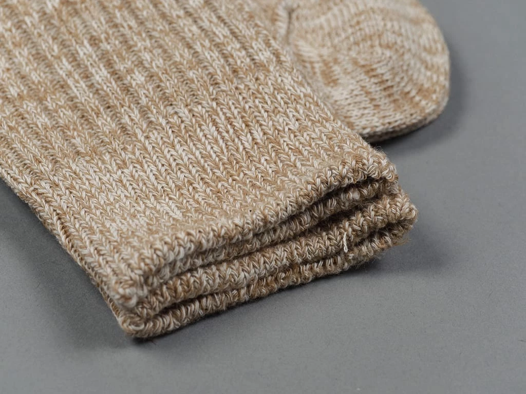 ROTOTO Organic Cotton Daily 3 Pack Ribbed Crew Socks Ecru/Brown 15 ROTOTO Organic Cotton Daily 3 Pack Ribbed Crew Socks Ecru/Brown