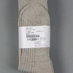 ROTOTO Organic Cotton Daily 3 Pack Ribbed Crew Socks Ecru/Grey