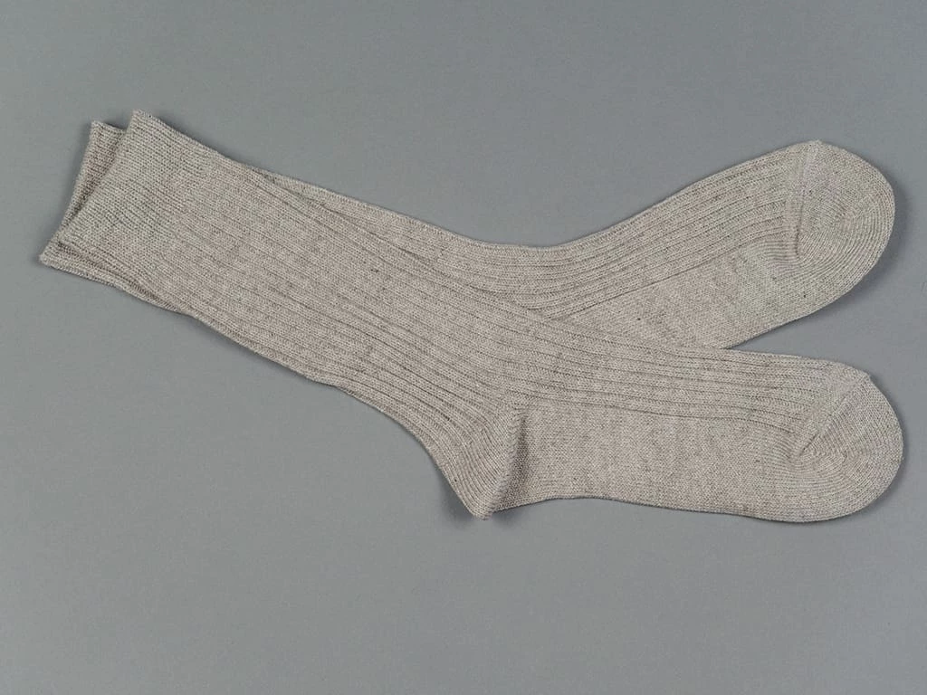 ROTOTO Organic Cotton Daily 3 Pack Ribbed Crew Socks Ecru/Grey 7 ROTOTO Organic Cotton Daily 3 Pack Ribbed Crew Socks Ecru/Grey