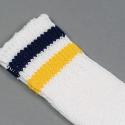 ROTOTO O.S. Ribbed Crew Socks White/Navy/Yellow